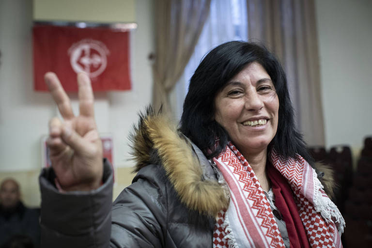 Khalida Jarrar, política palestina e membro da Frente Popular para a Libertação da Palestina, em Ramallah, na Cisjordânia