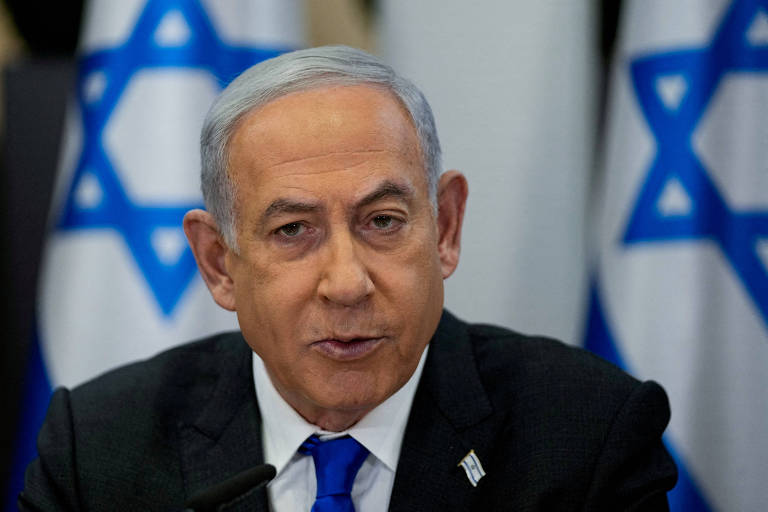 O premiê Binyamin Netanyahu durante reunião na capital de Israel, Tel Aviv