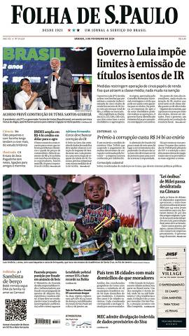 Capa da Edição Nacional da Folha