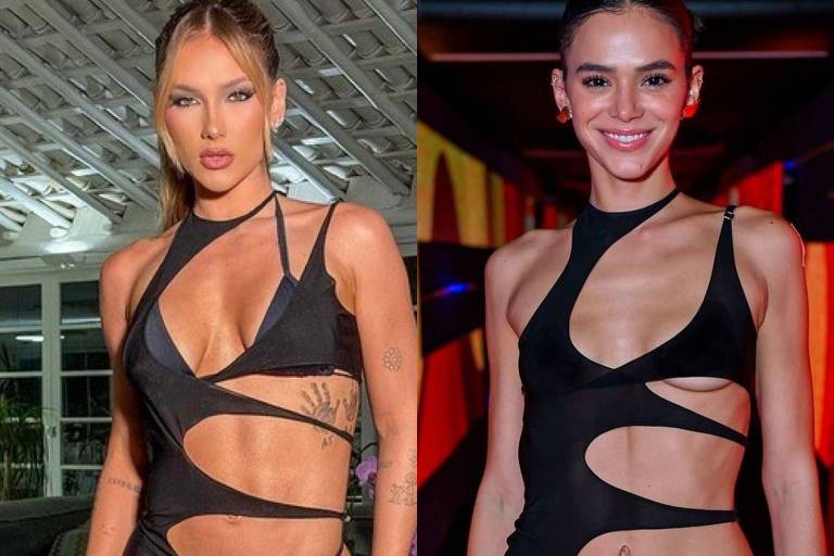 Bruna Marquezine repete look recortado de Virginia, mas mostra demais com transparência