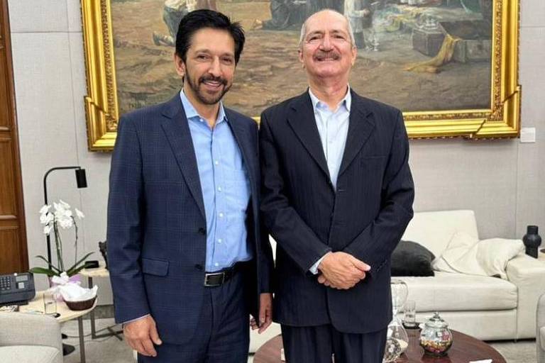 Ricardo Nunes (MDB), prefeito de São Paulo, em reunião com o ex-deputado Aldo Rebelo (PDT)