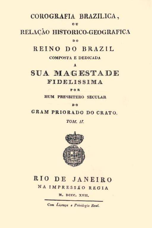 Capa do livro de Aires de Casal, publicado em 1817