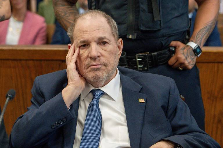 O produtor de filmes Harvey Weinstein na Corte Criminal de Manhattan, no dia 1º de maio