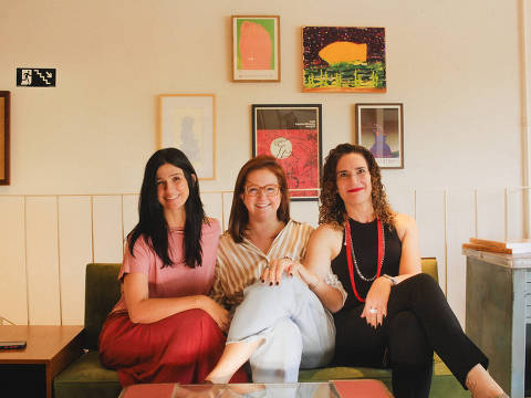 Alessandra Effori, Luciana Gil e Isadora Peruch, sócias e fundadoras da Livraria Bibla