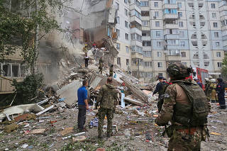 Aftermath of apartment block collapse in Belgorod