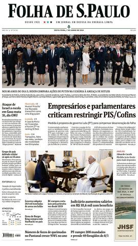 Capa da Edição Nacional da Folha