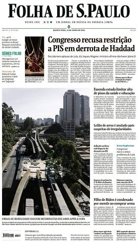 Capa da Edição Nacional da Folha