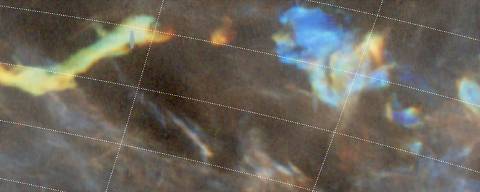 Imagem da região mais densa da LRCC (Faixa Local de Nuvens Frias), na constelação do Lince, captada pela emissão de hidrogênio