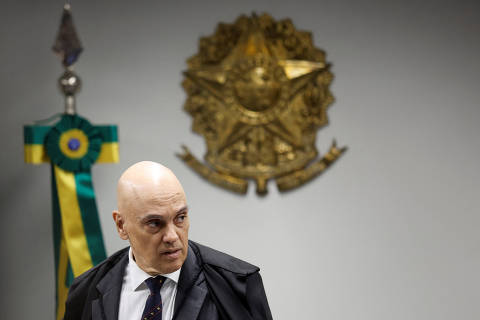 Judge Alexandre de Moraes looks on during session of the trial for the murder of activist and Rio de Janeiro councilwoman Marielle Franco, at the Supreme Court in Brasilia, Brazil June 18, 2024.REUTERS/Adriano Machado ORG XMIT: GGGAHM002
