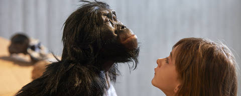Reconstrução de Lucy (Australopithecus afarensis) no Museu Neanderthal, em Mettmann, na Alemanha