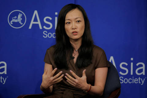 FILE PHOTO: Sue Mi Terry, then director at Bower Group Asia, speaks on a 