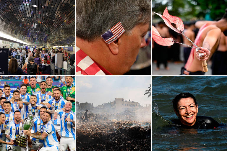 Montagem com 6 imagens que marcaram a semana ao redor do mundo