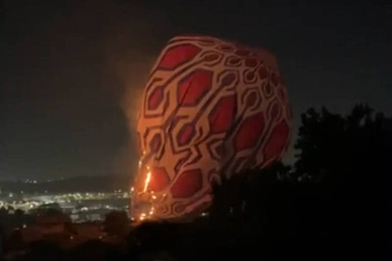 Balão em chamas cai sobre árvore no parque Ibirapuera, em São Paulo