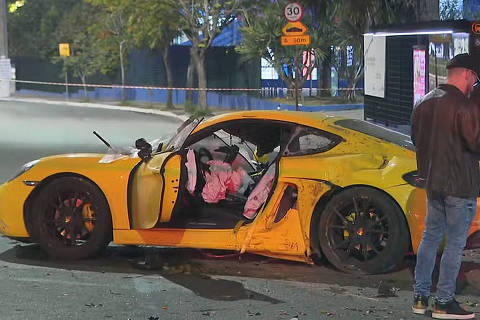 SAO PAULO , SP , 29.07.2024 , BRASIL, Motorista de um Porsche atropelou e matou um motociclista na madrugada desta segunda-feira (29) na Avenida Interlagos, na Zona Sul de São Paulo, apos discusao banal de tansito. Credito : Reprodução/TV Globo DIREITOS RESERVADOS. NÃO PUBLICAR SEM AUTORIZAÇÃO DO DETENTOR DOS DIREITOS AUTORAIS E DE IMAGEM