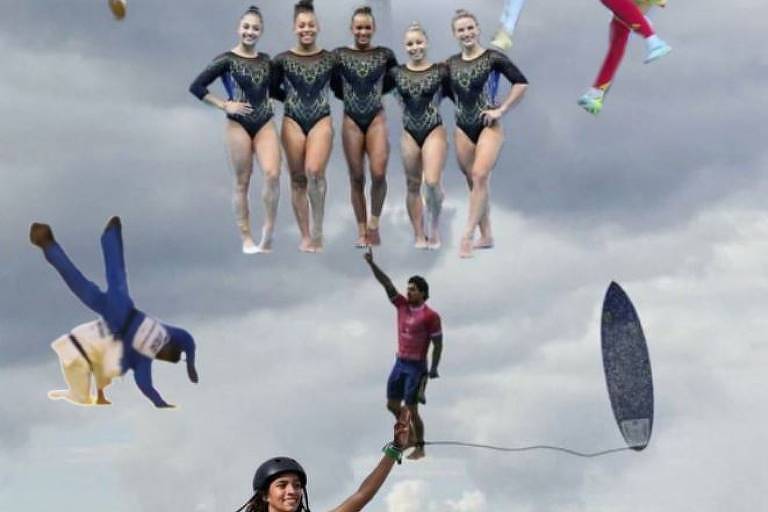 Foto de Gabriel Medina voando sobre o mar de Tahupo'o vira meme em montagens sem fim