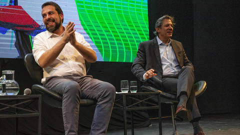 SAO PAULO - SP - 24/05/2024 - PODER - O pre-candidato a prefeito Guilherme Boulos (PSOL) faz evento com o ministro Fernando Haddad (PT) e a ministra Marina Silva (Rede) sobre cidades do futuro e ecologia.. Foto Marlene Bergamo/ Folhapress - 0117