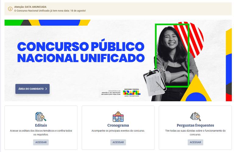 CNU divulga cartão de resposta para candidatos; veja como acessar