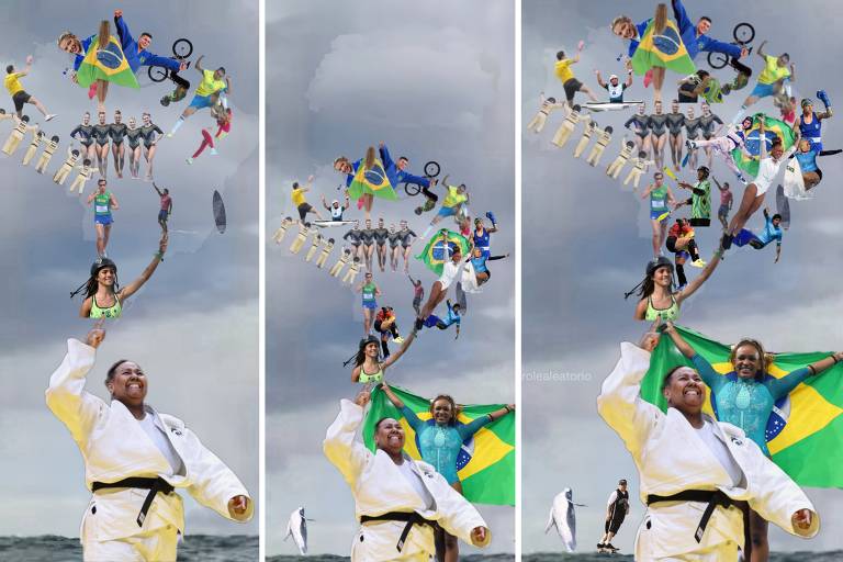 Foto de Gabriel Medina voando sobre o mar de Tahupo'o vira meme em montagens sem fim