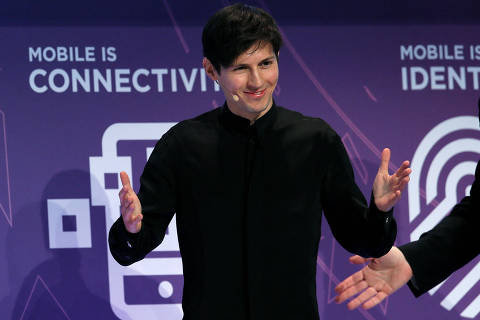 FILE PHOTO: Founder and CEO of Telegram Pavel Durov delivers a keynote speech during the Mobile World Congress in Barcelona, Spain February 23, 2016. REUTERS/Albert Gea/File Photo ORG XMIT: FW1