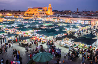 A partial view of the expansive Jemaa el Fna, the huge, chaotic, carnivalesque marketplace in Marrakech, Morocco, Feb. 5, 2024. (Yassine Alaoui Ismaili/The New York Times)