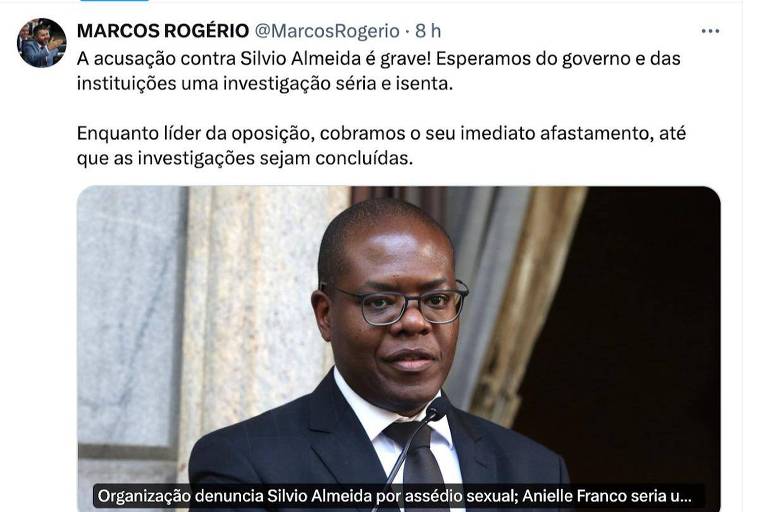 Lá no X: políticos repercutem denúncias de assédio contra ministro Silvio Almeida