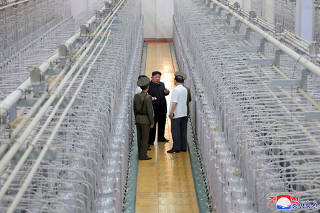 North Korean leader Kim Jong Un tours facilities during a visit to the Nuclear Weapons Institute and the production base of weapon-grade nuclear materials