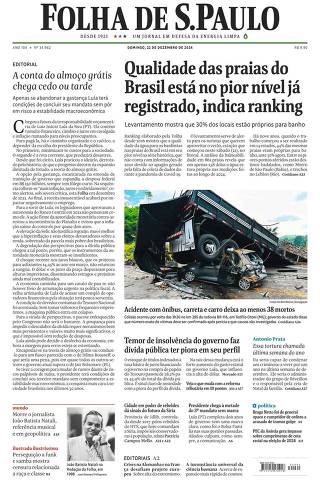 Capa da Edição Nacional da Folha