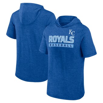 Men's Kansas City Royals Fanatics Heather Royal Push Short Sleeve Pullover Hoodie