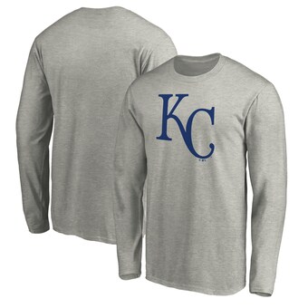 Men's Kansas City Royals Heather Gray Official Team Logo Long Sleeve T-Shirt