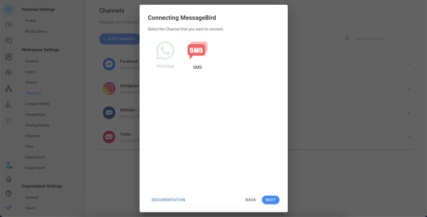 Conectando SMS de MessageBird a respond.io