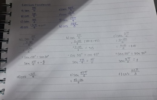 Exercícios de Trigonometria