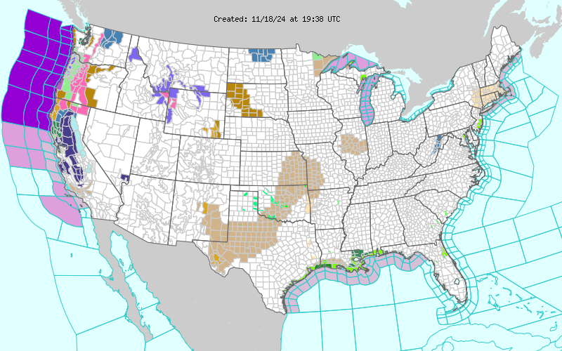 Current Hazardous Weather Watches, Warnings, and Advisories