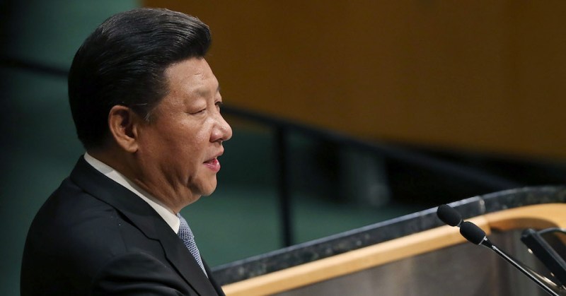 NEW YORK, NY - SEPTEMBER 28:  People's Republic of China President Xi Jinping delivers remarks at the United Nations General Assembly at U.N. headquarters on September 28, 2015 in New York City. The ongoing war in Syria and the refugee crisis it has spawned are playing a backdrop to this years 70th annual General Assembly meeting of global leaders.  (Photo by Spencer Platt/Getty Images)