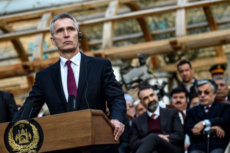 NATO Secretary-General Jens Stoltenberg at a press conference at the presidential palace in Kabul on Feb. 29, 2020.