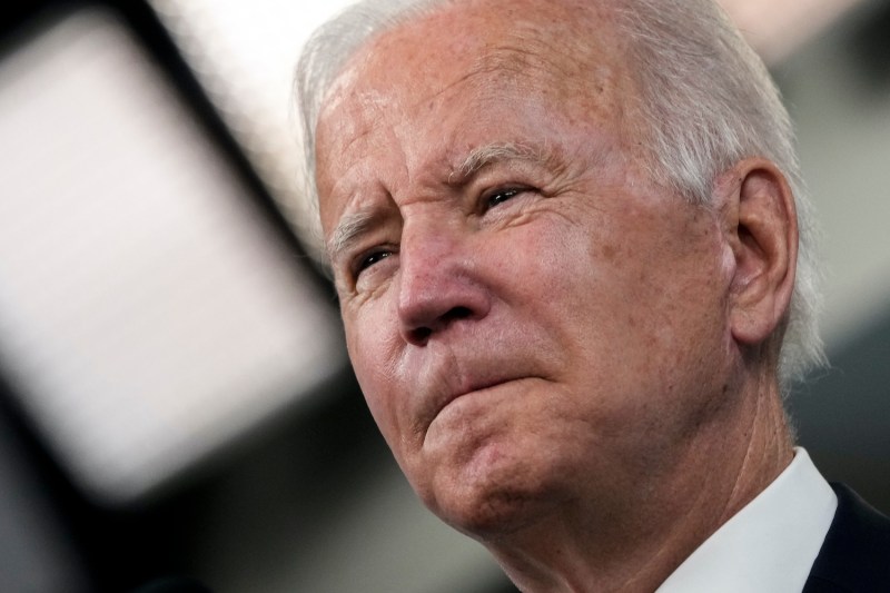 U.S. President Joe Biden speaks in the South Court Auditorium.