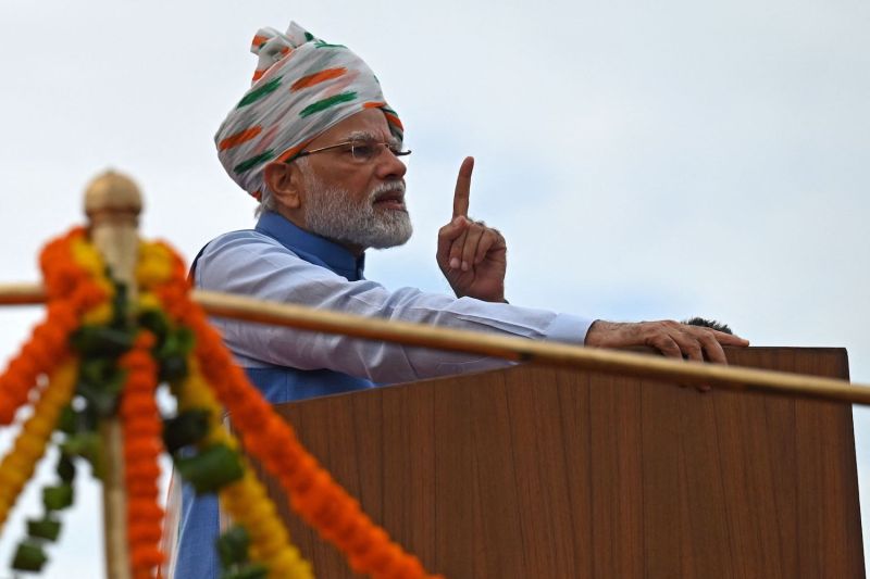 Indian Prime Minister Narendra Modi addresses the nation.
