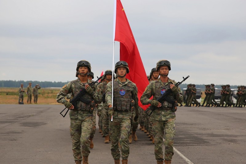 Chinese soldiers in Belarus for military training.