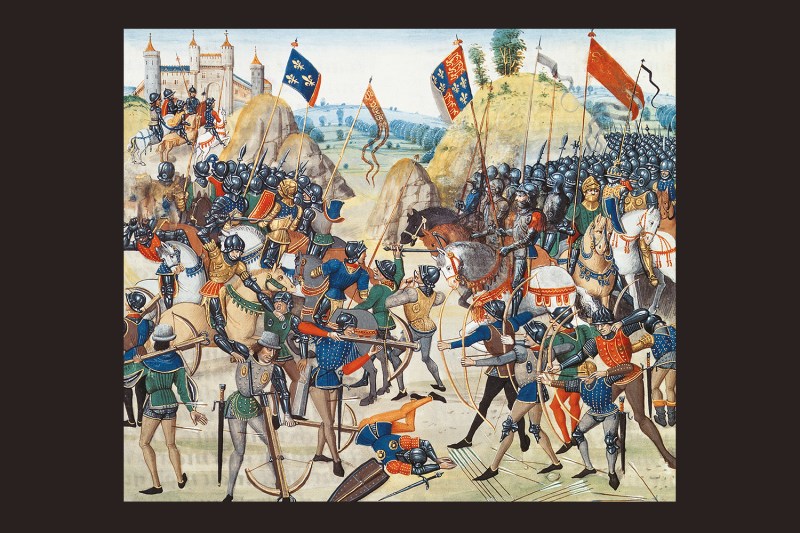 A depiction of The Battle of Crecy during the Hundred Years War.