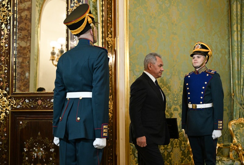 Then-Russian Defense Minister Sergei Shoigu arrives to attend the meeting of Russia’s and Iran’s presidents at the Kremlin in Moscow on Dec. 7, 2023.