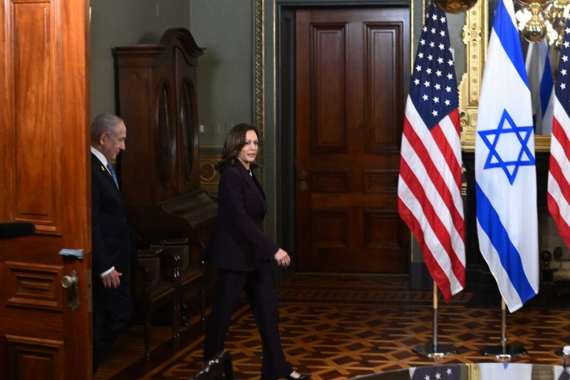 Israel Prime Minister Benjamin Netanyahu meets with U.S. Vice President Kamala Harris at the White House in Washington on July 25, 2024.