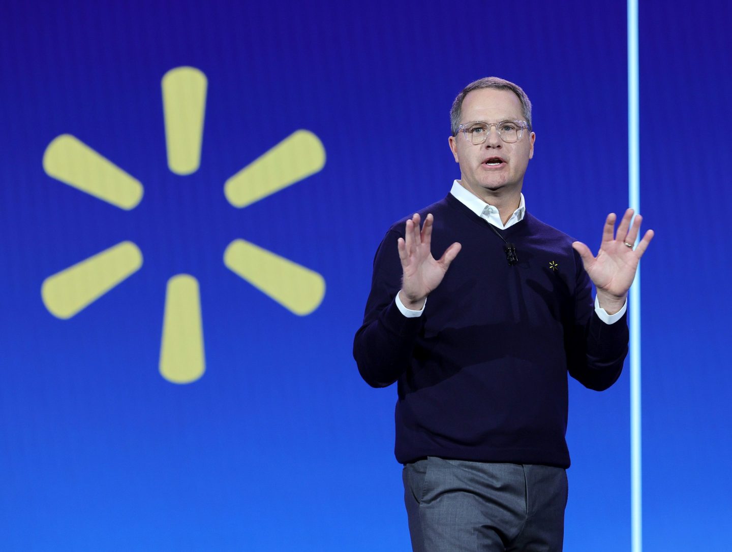 LAS VEGAS, NEVADA - JANUARY 09: Walmart Inc. President and CEO Doug McMillon delivers a keynote address during CES 2024 at The Venetian Resort Las Vegas on January 9, 2024 in Las Vegas, Nevada. CES, the world's largest annual consumer technology trade show, runs through January 12 and features about 4,000 exhibitors showing off their latest products and services to more than 130,000 attendees. (Photo by Ethan Miller/Getty Images)