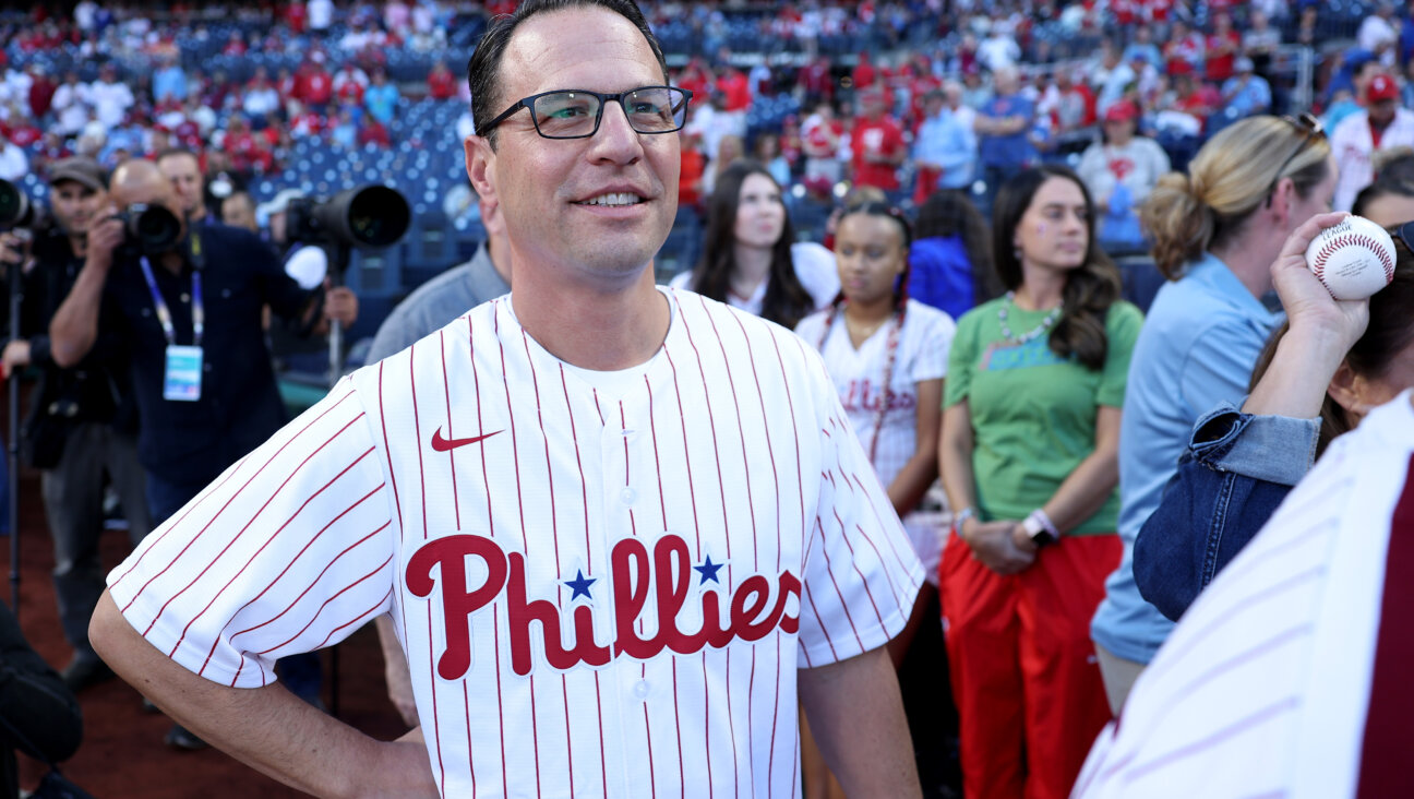 Josh Shapiro at a Atlanta Braves- Philadelphia Phillies playoff game in 2023.