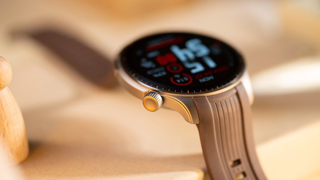 Amazfit Balance smartwatch crown in detail