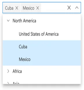 React Dropdown Tree with default rendering mode.