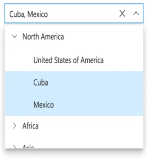 React Dropdown Tree with delimiter mode.