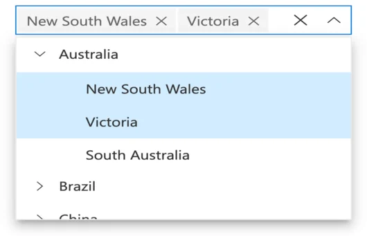 React Dropdown Tree with multiple selection.