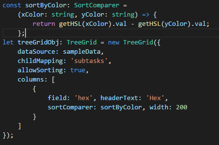 React Tree Grid apply custom sort logic.