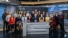 Winners of the Burke Award, the VOA Ukraine service, gathered in a studio at the Washington, DC headquartes of VOA. 