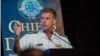 资料照片：美国印太司令部司令、海军上将阿奎利诺2023年8月15日在斐济印太防长年度会议上发言。（美国印太司令部照片）