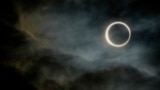 The moon moves past the sun during an annular solar eclipse in Puerto San Julian, Argentina, Oct. 2, 2024.